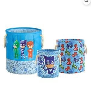 PJ Masks Kids Fabric Round Nestable Storage Bin Set, 3-Piece